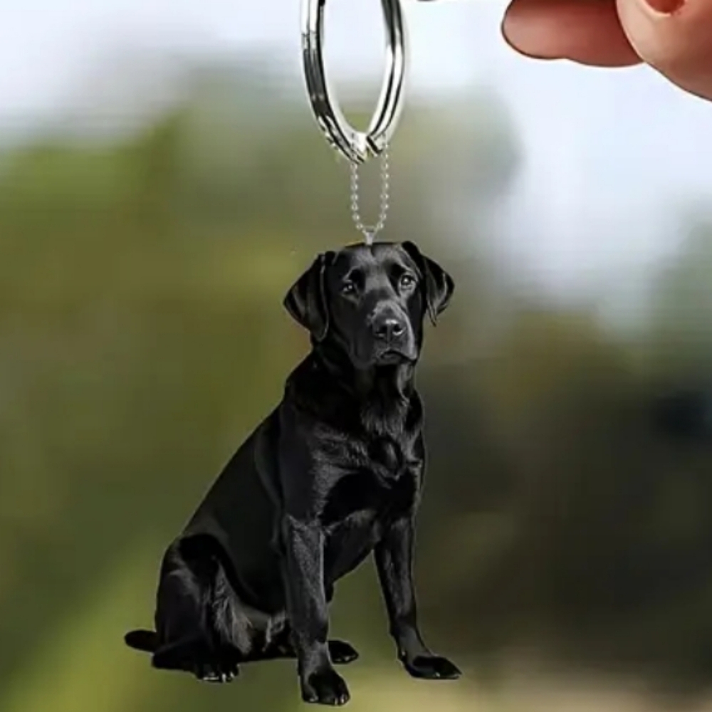NEW! 2D Acrylic Black Labrador Retriever Keychain Bag 👜 🎒 Charm ~ 🐕 🐾 🎁 🥎